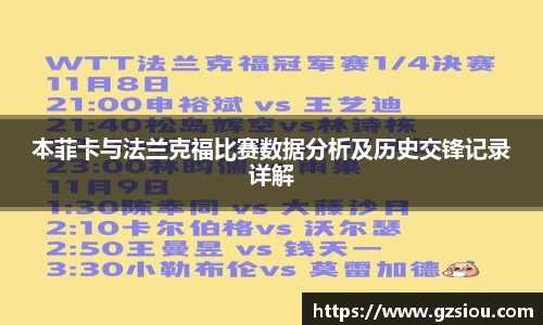 本菲卡与法兰克福比赛数据分析及历史交锋记录详解